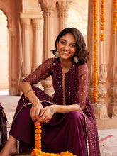 Burgundy Polka Dots Printed Fit & Flare Maxi Ethnic Dress-AHDRNTFP-981-FF